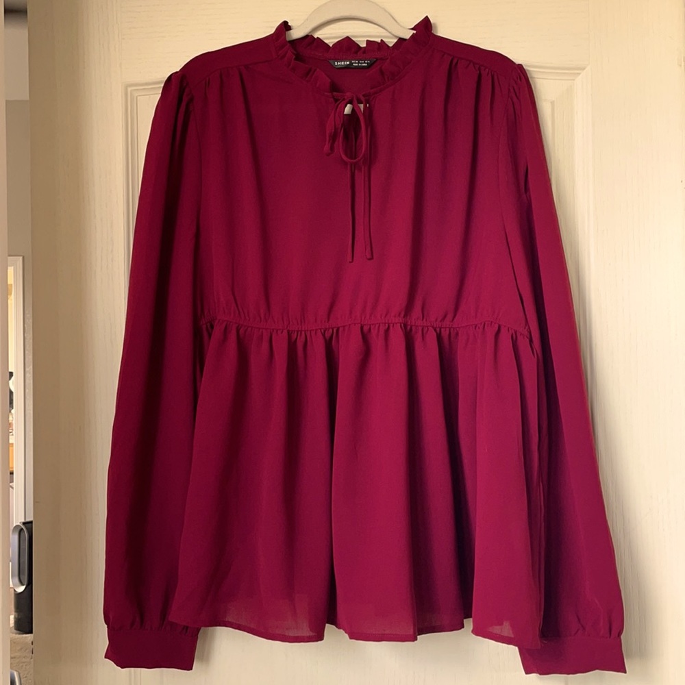 Burgundy peplum top maternity